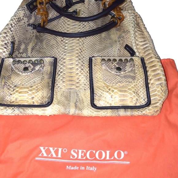 XXI Secolo X-Large Hobo Bag, in Stunning Tan & Brown Genuine Python - Picture 7 of 7